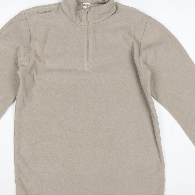 Quechua Boys Beige 14 Years Fleece 1/4 Zip High Neck Sweatshirt