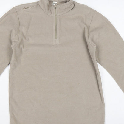 Quechua Boys Beige 14 Years Fleece 1/4 Zip High Neck Sweatshirt