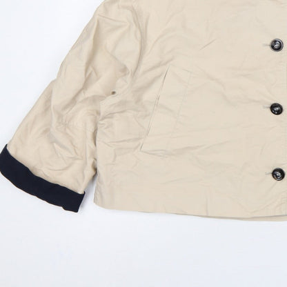Next Women’s Beige Petite XL Short Button Jacket Collared Pockets