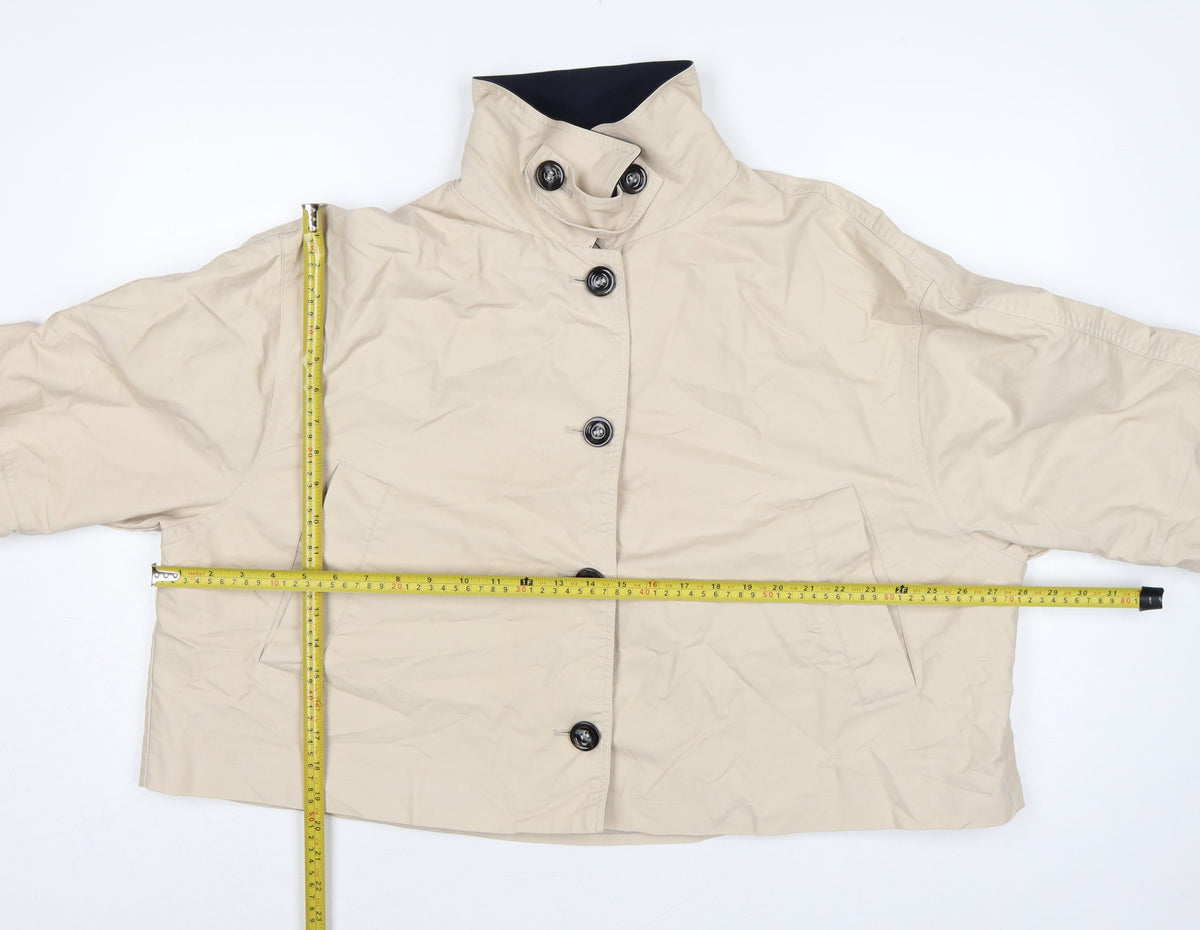 Next Women’s Beige Petite XL Short Button Jacket Collared Pockets