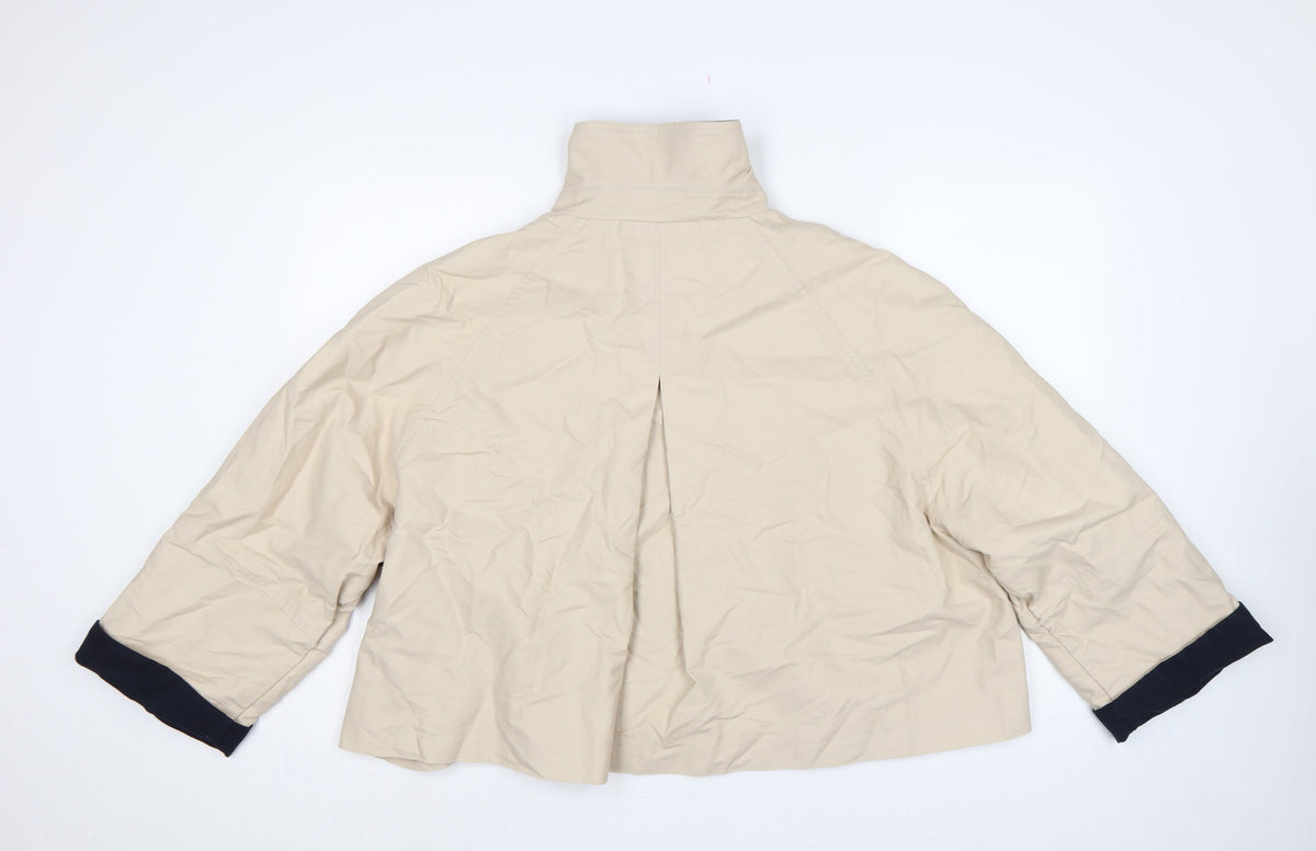 Next Women’s Beige Petite XL Short Button Jacket Collared Pockets