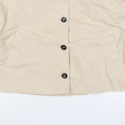 Next Women’s Beige Petite XL Short Button Jacket Collared Pockets