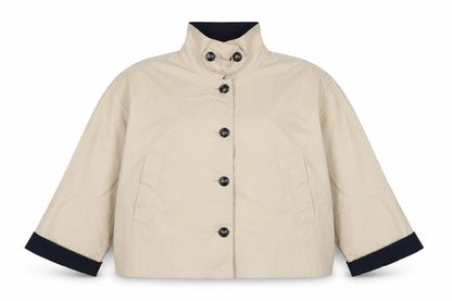 Next Women’s Beige Petite XL Short Button Jacket Collared Pockets