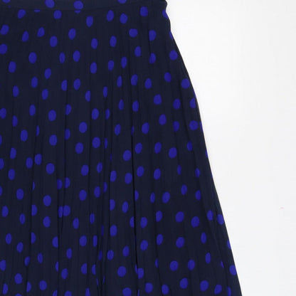 Marks and Spencer Women Blue Polka Dot Pleated Midi Skirt UK 10