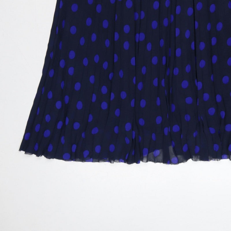 Marks and Spencer Women Blue Polka Dot Pleated Midi Skirt UK 10