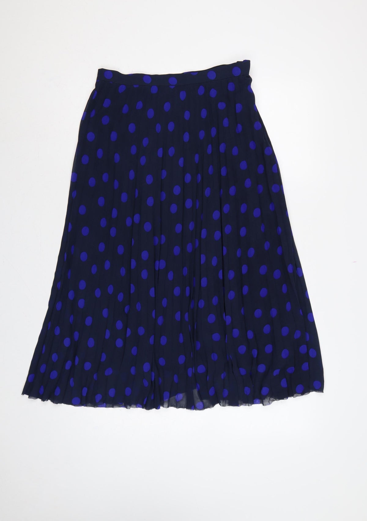 Marks and Spencer Women Blue Polka Dot Pleated Midi Skirt UK 10