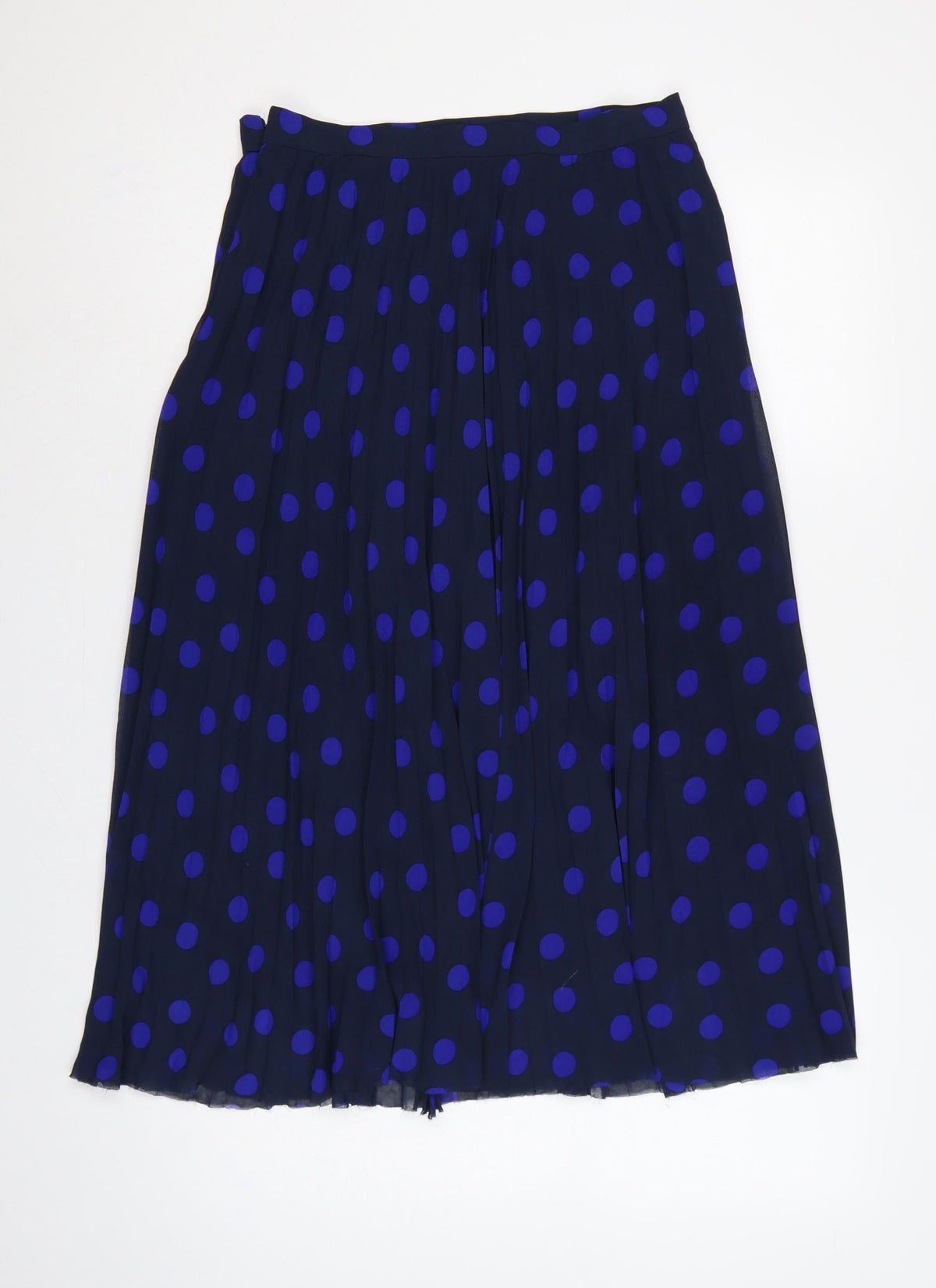 Marks and Spencer Women Blue Polka Dot Pleated Midi Skirt UK 10