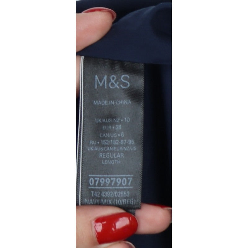 Marks and Spencer Women Blue Polka Dot Pleated Midi Skirt UK 10