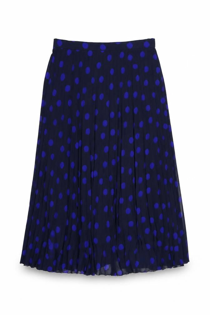 Marks and Spencer Women Blue Polka Dot Pleated Midi Skirt UK 10