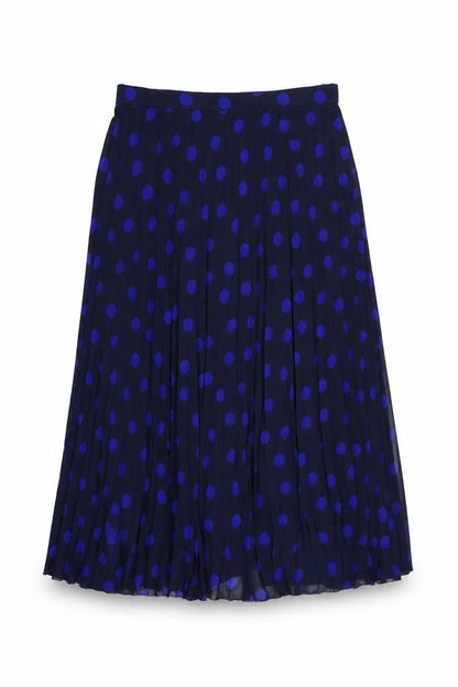 Marks and Spencer Women Blue Polka Dot Pleated Midi Skirt UK 10