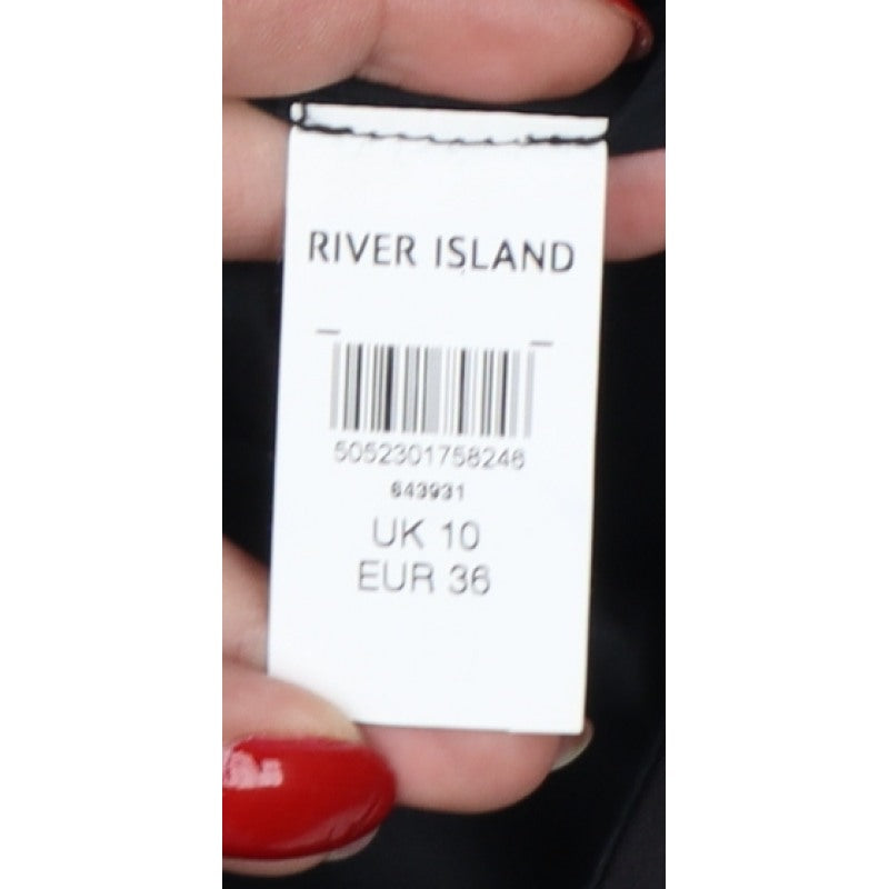 River Island Women Black Ivory UK 10 Geometric Zip Mini Pencil Skirt