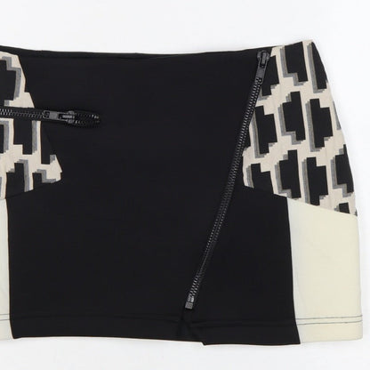 River Island Women Black Ivory UK 10 Geometric Zip Mini Pencil Skirt