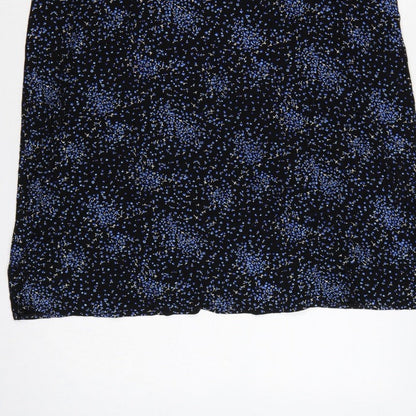 Evans Women Black Blue Floral Shift Dress UK 20 Flutter Sleeve