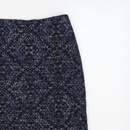 Marks and Spencer Women Blue Geometric Pencil Skirt UK 14 Knee Length