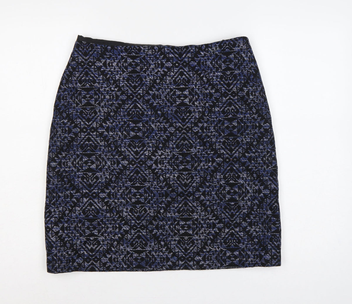 Marks and Spencer Women Blue Geometric Pencil Skirt UK 14 Knee Length