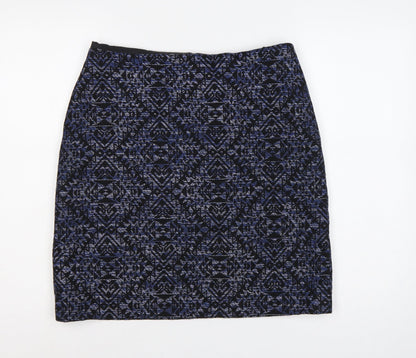 Marks and Spencer Women Blue Geometric Pencil Skirt UK 14 Knee Length