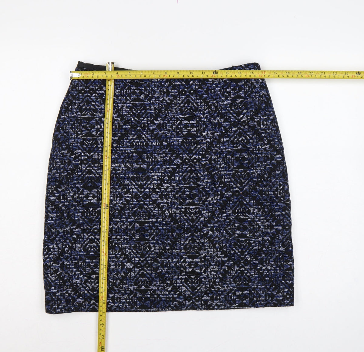 Marks and Spencer Women Blue Geometric Pencil Skirt UK 14 Knee Length