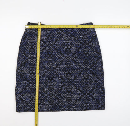 Marks and Spencer Women Blue Geometric Pencil Skirt UK 14 Knee Length