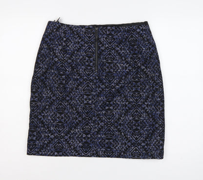 Marks and Spencer Women Blue Geometric Pencil Skirt UK 14 Knee Length