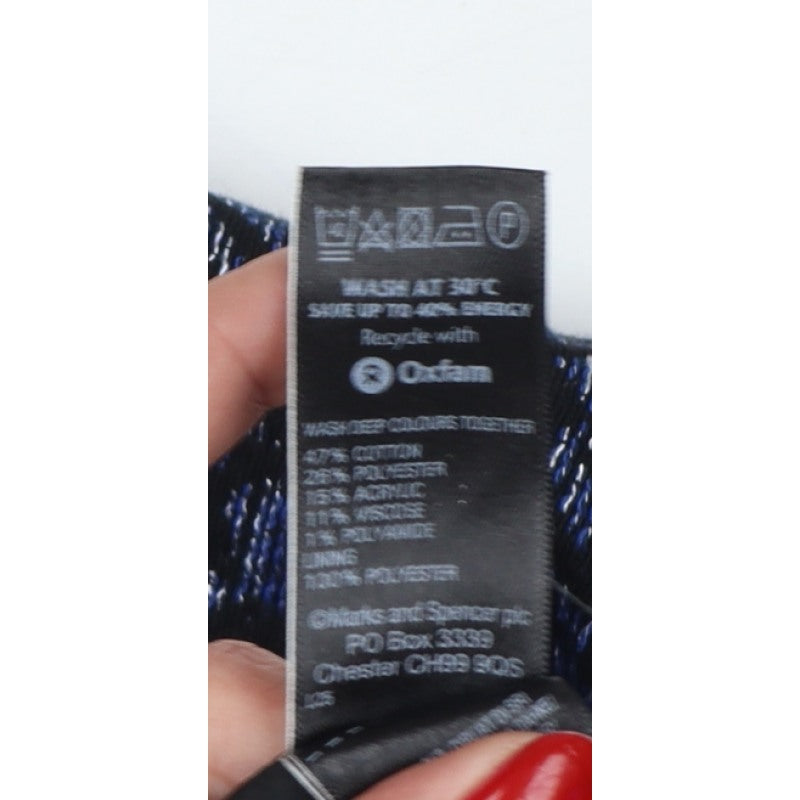 Marks and Spencer Women Blue Geometric Pencil Skirt UK 14 Knee Length