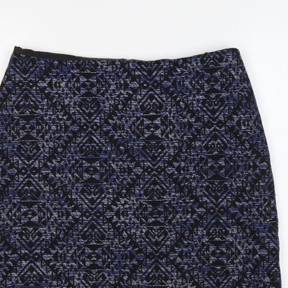 Marks and Spencer Women Blue Geometric Pencil Skirt UK 14 Knee Length