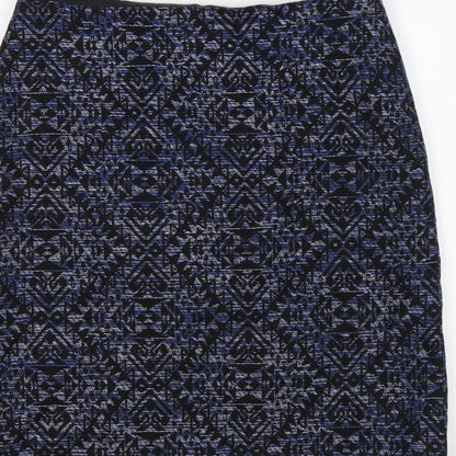 Marks and Spencer Women Blue Geometric Pencil Skirt UK 14 Knee Length