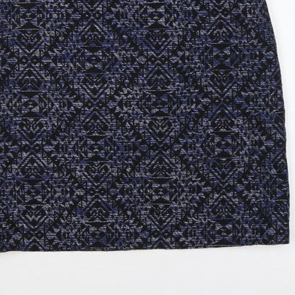 Marks and Spencer Women Blue Geometric Pencil Skirt UK 14 Knee Length