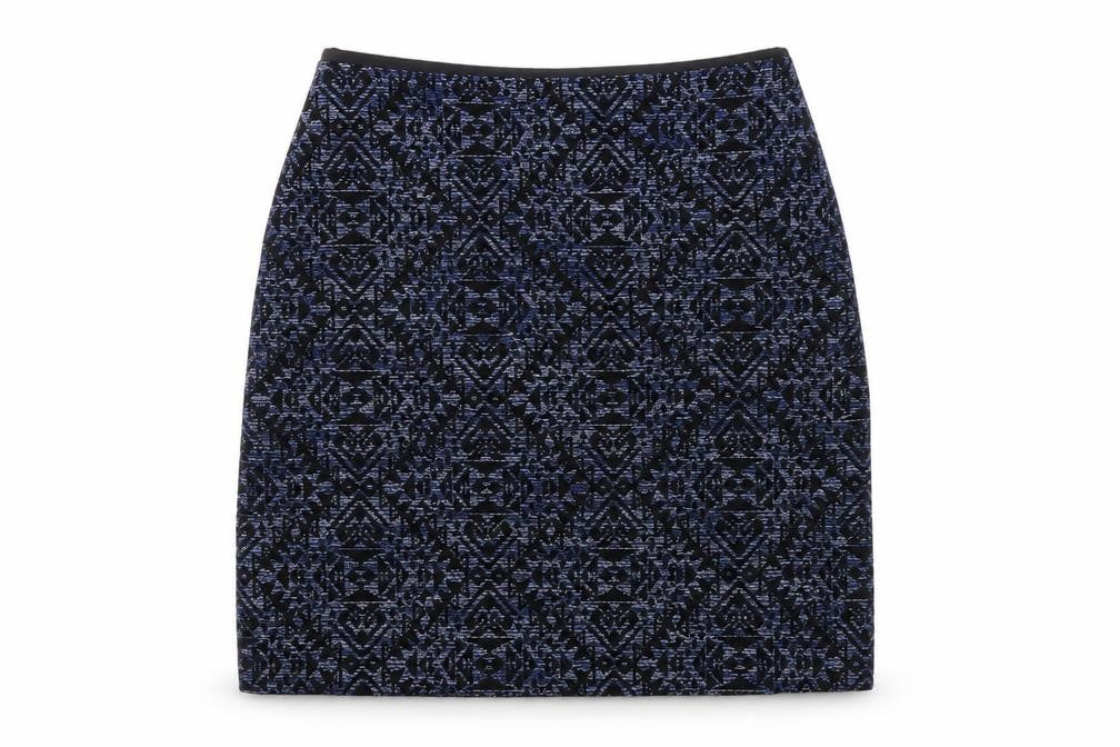 Marks and Spencer Women Blue Geometric Pencil Skirt UK 14 Knee Length