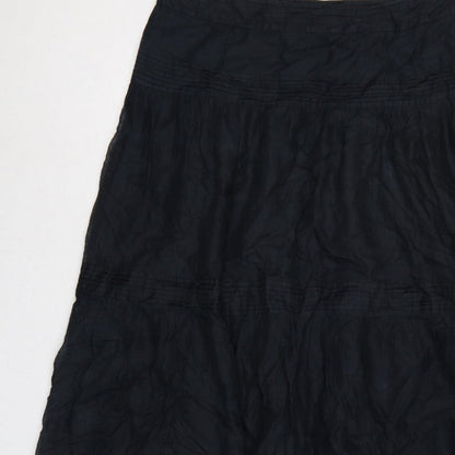 Whistles Women’s Black UK 12 A-Line Midi Cotton Beaded Lace Skirt