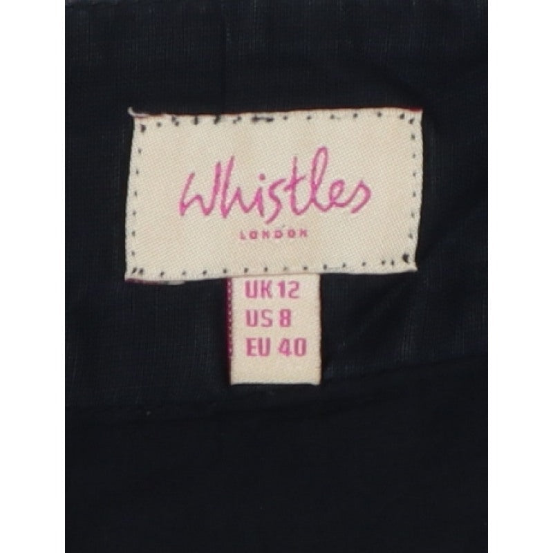 Whistles Women’s Black UK 12 A-Line Midi Cotton Beaded Lace Skirt