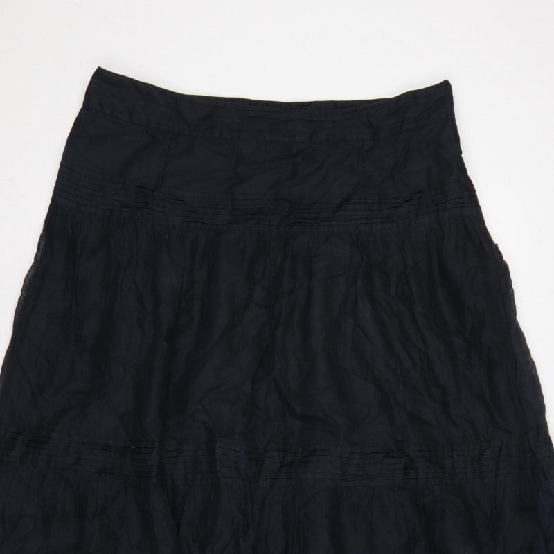 Whistles Women’s Black UK 12 A-Line Midi Cotton Beaded Lace Skirt