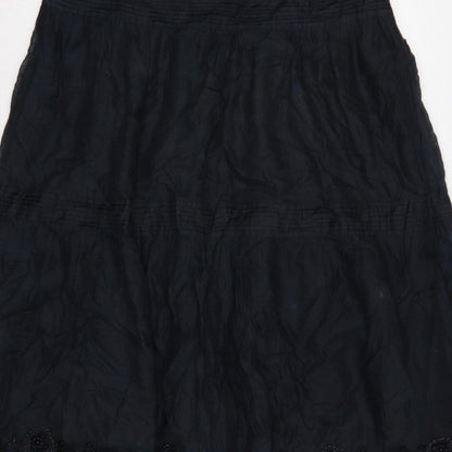 Whistles Women’s Black UK 12 A-Line Midi Cotton Beaded Lace Skirt