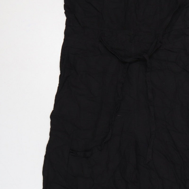 Fat Face Women Black UK 12 Linen Blend Wide-Leg Sleeveless Jumpsuit