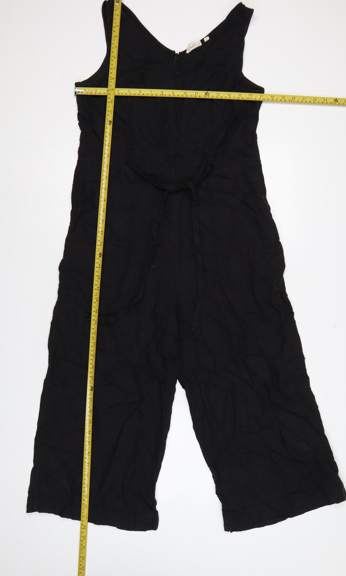 Fat Face Women Black UK 12 Linen Blend Wide-Leg Sleeveless Jumpsuit