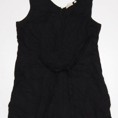 Fat Face Women Black UK 12 Linen Blend Wide-Leg Sleeveless Jumpsuit