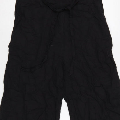 Fat Face Women Black UK 12 Linen Blend Wide-Leg Sleeveless Jumpsuit