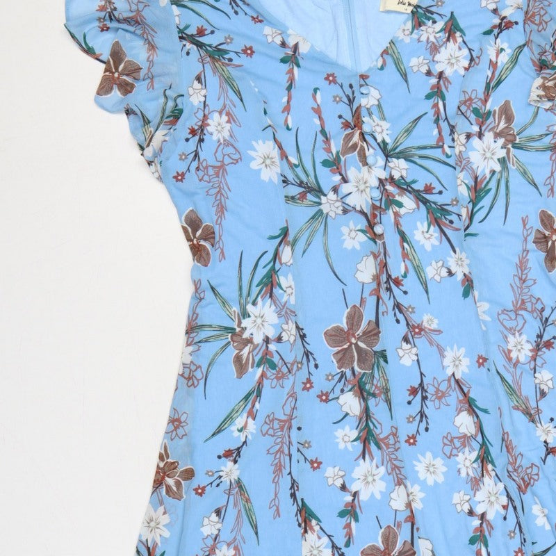 Jolie Moi Women Blue Floral Fit & Flare Midi Dress Size 16