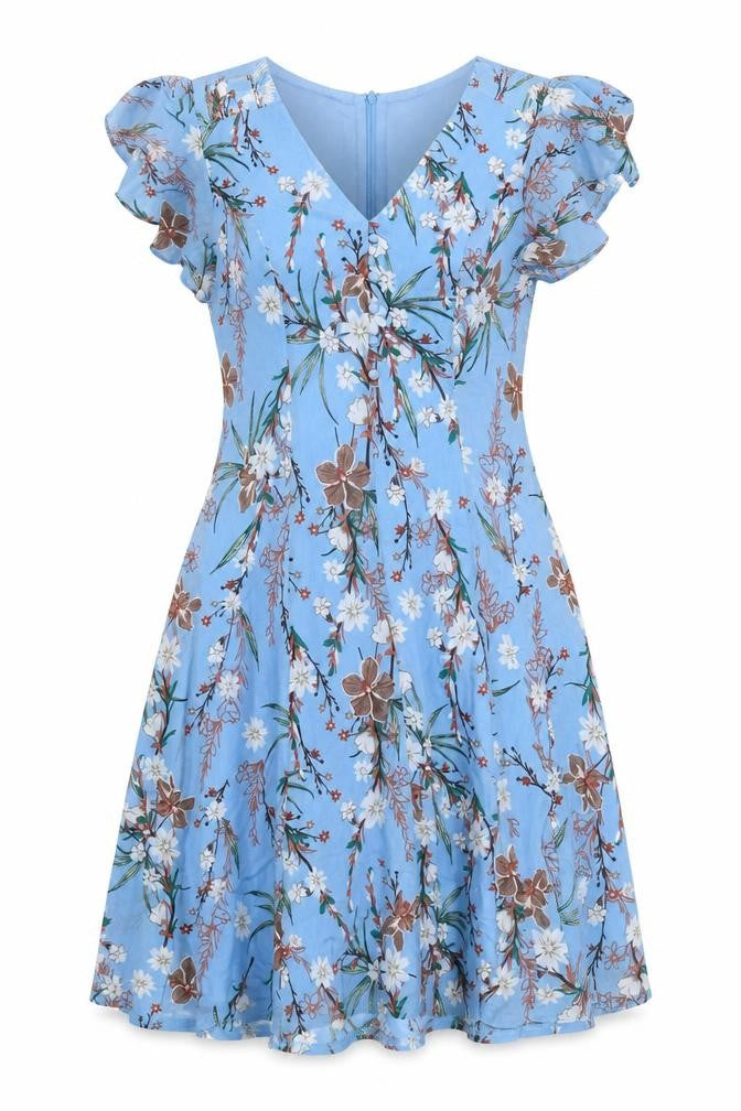 Jolie Moi Women Blue Floral Fit & Flare Midi Dress Size 16