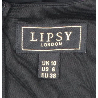 Lipsy Women Black Floral UK 10 Hi-Low Fit & Flare Chiffon Dress