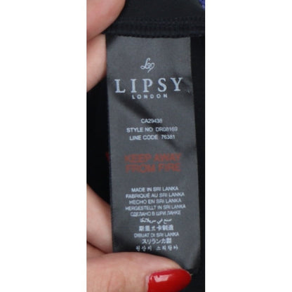 Lipsy Women Black Floral UK 10 Hi-Low Fit & Flare Chiffon Dress
