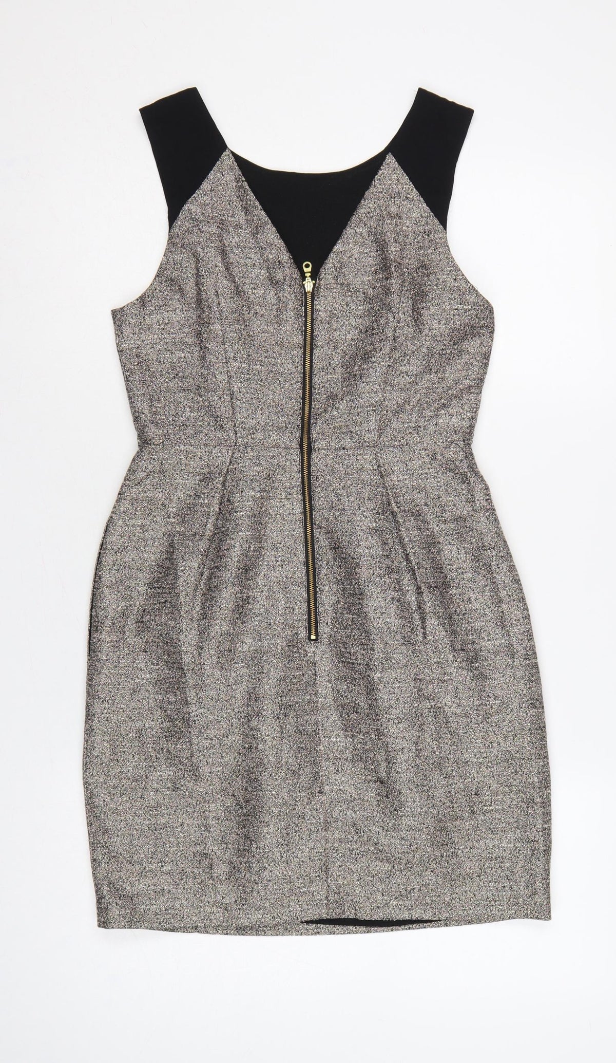 Whistles Women Silver Black UK 8 Sleeveless Sheath Party Dress