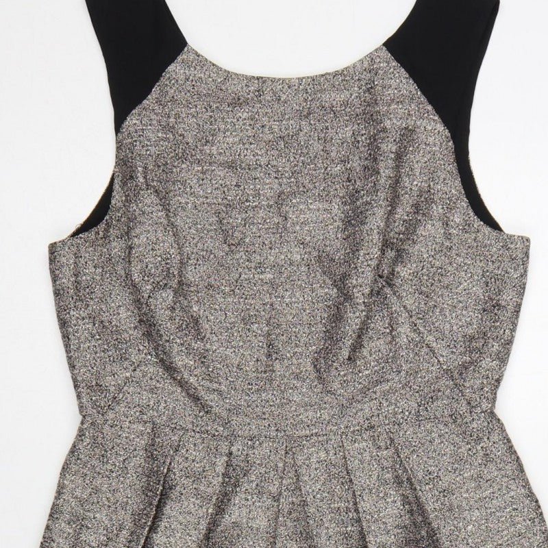 Whistles Women Silver Black UK 8 Sleeveless Sheath Party Dress