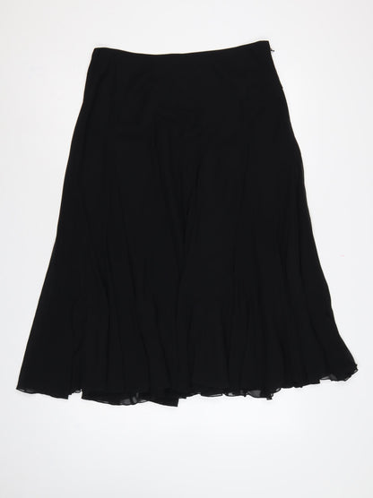 Coast Women Black Size 14 Flared Long Chiffon Lined Formal Skirt
