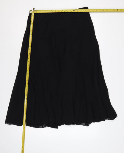 Coast Women Black Size 14 Flared Long Chiffon Lined Formal Skirt