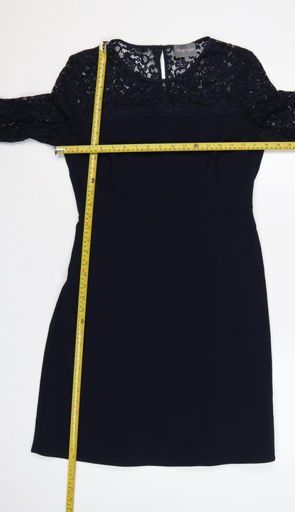 Phase Eight Women Blue UK 12 A-Line Lace Bell Sleeve Knee Dress