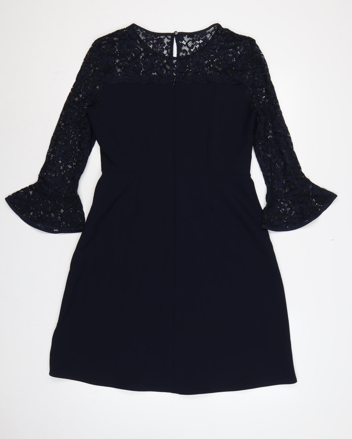 Phase Eight Women Blue UK 12 A-Line Lace Bell Sleeve Knee Dress