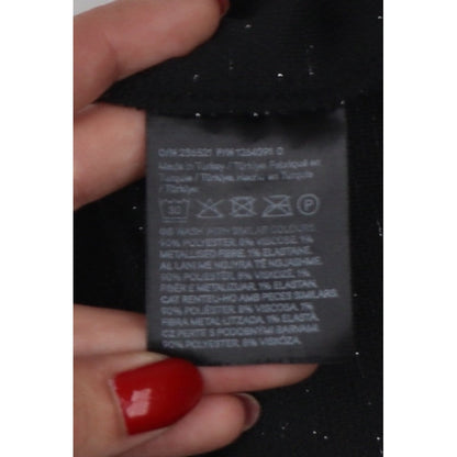 H&M Women Black Glitter Knit V-Neck Spaghetti Strap Cami Tank Top L
