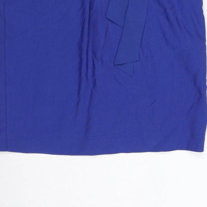 Marks & Spencer Per Una Women Blue UK 10 Pencil Knee Skirt Tie Belt