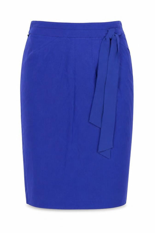 Marks & Spencer Per Una Women Blue UK 10 Pencil Knee Skirt Tie Belt