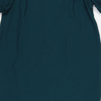 M&S Women Green UK 24 Sheath Dress Beaded Neck Flutter Sleeves